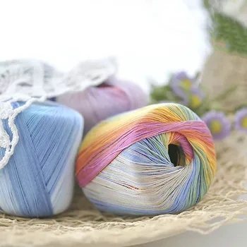 

50g/ball No. 5 Colorful lace cotton yarn Segmental dyeing gradient yarn DIY Hand Knitting Crochet garment doll lace yarn