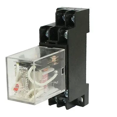 

AC 220V / 240V Coil Power Relay MY2NJ HH52P-L 8 PIN DPDT 5A w PYF08A Socket Base