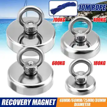 

NEW 700Kg-180KG Strong Neodymium Magnet D80mm Search magnet hook strong power Deep Sea Salvage Fishing magnet With 10m Rope
