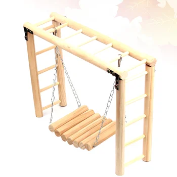 

1pc Parrot Swing Ladder Rack Practical Durable Bird Swing Wooden Swing Pet Parrot Toys for Balcony Garden Indoor