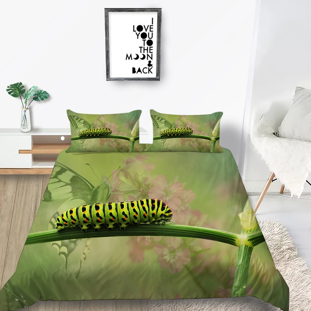 Комплект постельного белья Caterpillar односпальный креативный зеленый комплект в