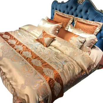 

Silk Embroidery Jacquard Luxury Brocade Satin Four-Piece Set Ten-Piece Bedding Set comforter bedding sets queen