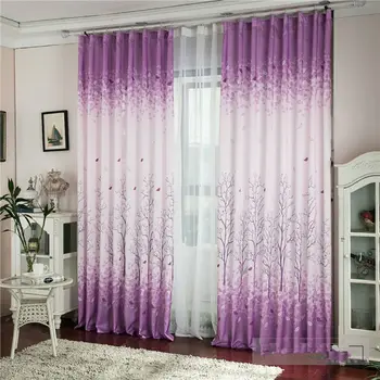 

Modern Bedroom Curtain Window Shade Printed Tree Pattern Blackout Curtain Sheer Curtain Living Room Voile Tulle