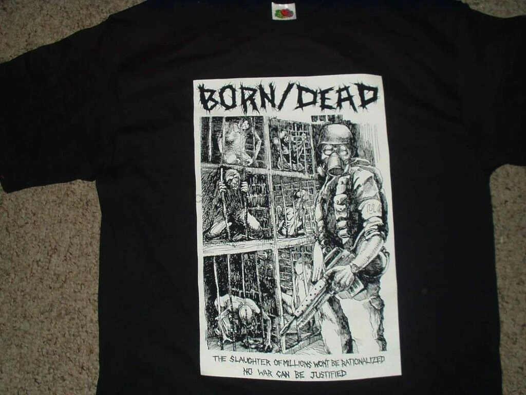 BORN DEAD T shirt #2 PUNK POLITICAL PEACE CRUST D-BEAT | Мужская одежда