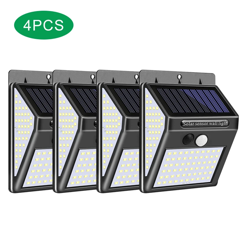 4 Packs 140 светодиодный светильник на солнечной батарее, Открытый PIR датчик движения, IP65, водонепроницаемая лампа на солнечной батарее, 270 °, широкий угол и 25 часов, светильник, аварийная лампа - Испускаемый цвет: 4 Packs