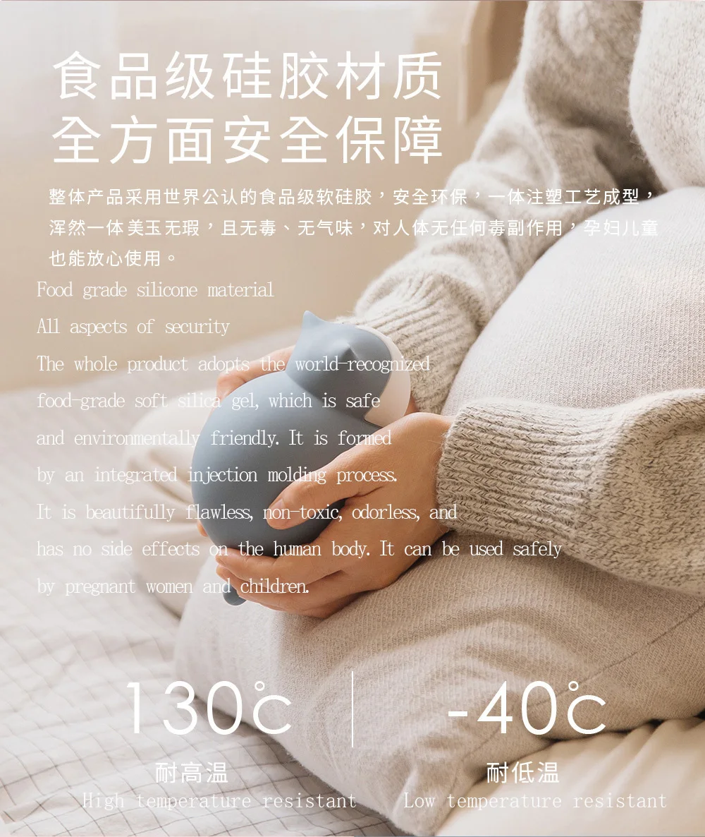 2019 winter Portable hand warmer water bottle cat water injection silicone warm water bag warmer hand warmer