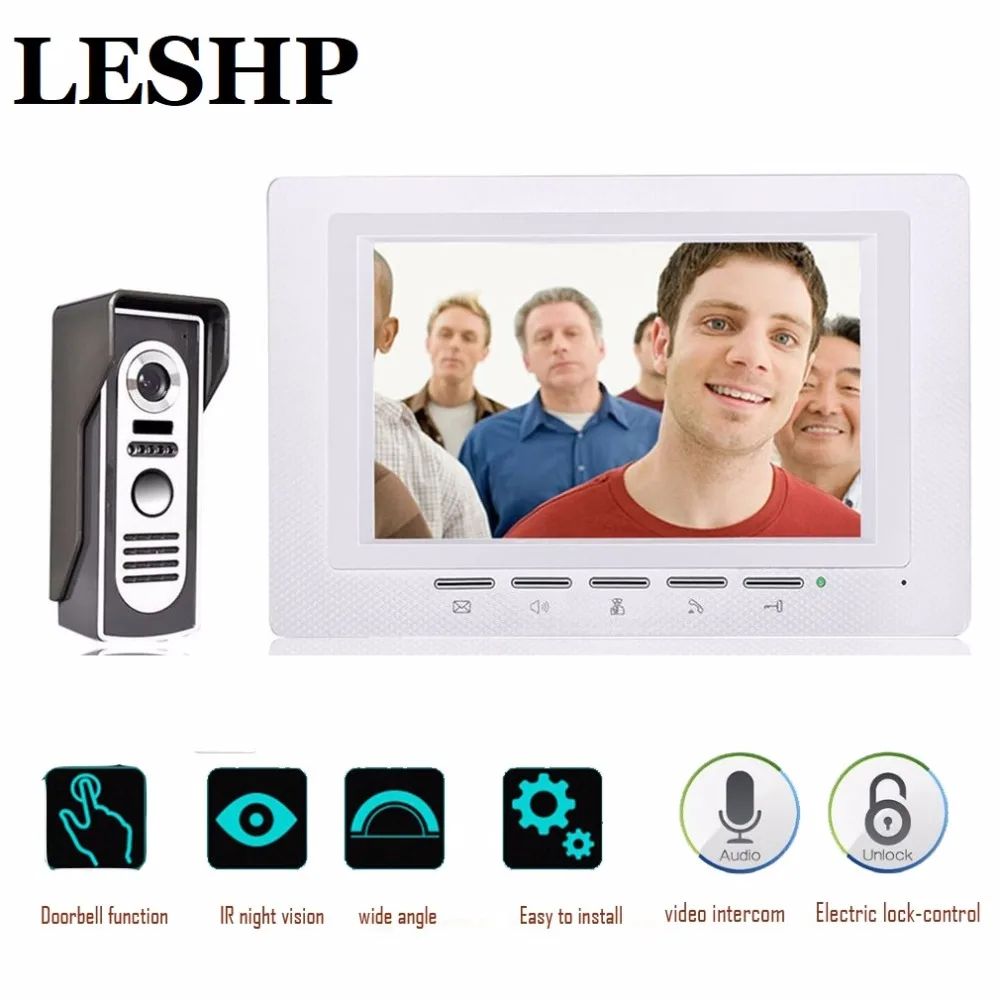 

7 inch Intercom Doorbell Color LCD Screen Night Vision Camera Electric lock Access Control System Door Bell For a private house
