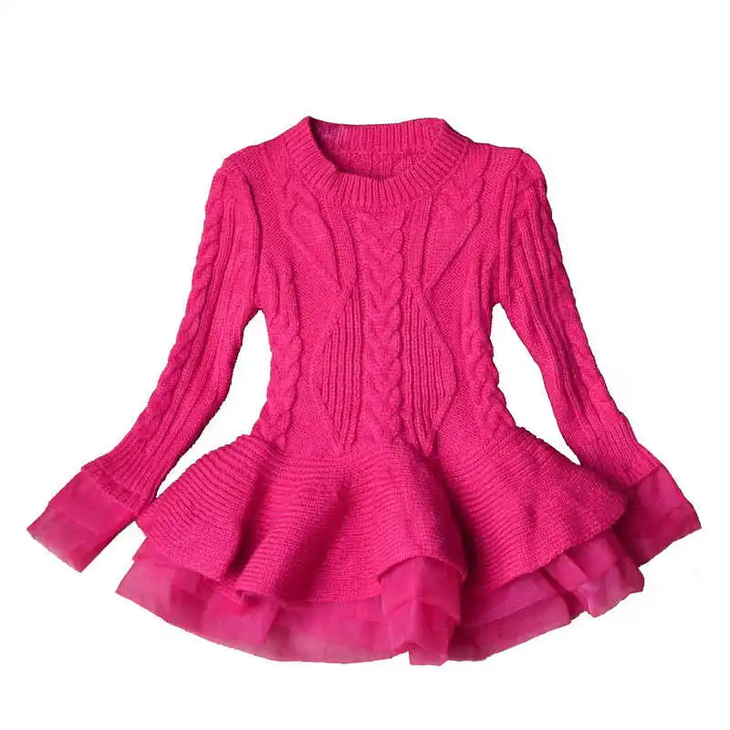 Зимний пуловер для девочек; однотонная плотная теплая одежда; детские свитера; коллекция года; сезон весна; детские вязаные топы; милый свитер для маленьких девочек - Цвет: Лаванда