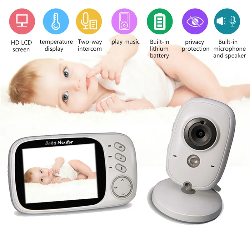 

Oeak Baby Monitor 3.2'' Color LCD Screen Automatic Night Vision Temperature Monitoring Two Way Audio Wireless Baby Monitor