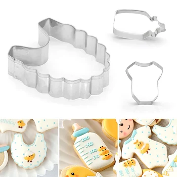 

Stainless Steel Cookie Cutter Fondant Molds Baby Bottle Bib Cloth Shape Baking Supplies YE-Hot