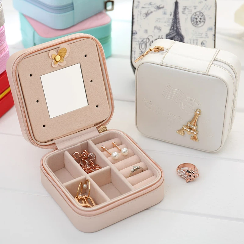 

Portable Jewelry Box Storage Organizer Zipper Women Display Travel Case Double Layer S7 #5