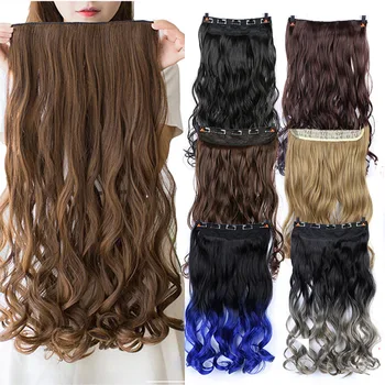 

LUPU 26 Colors 5 Clips Long Curly Synthetic Hair Extensions With High Temperature Fiber Natural Fake Hairpiece Black Brown