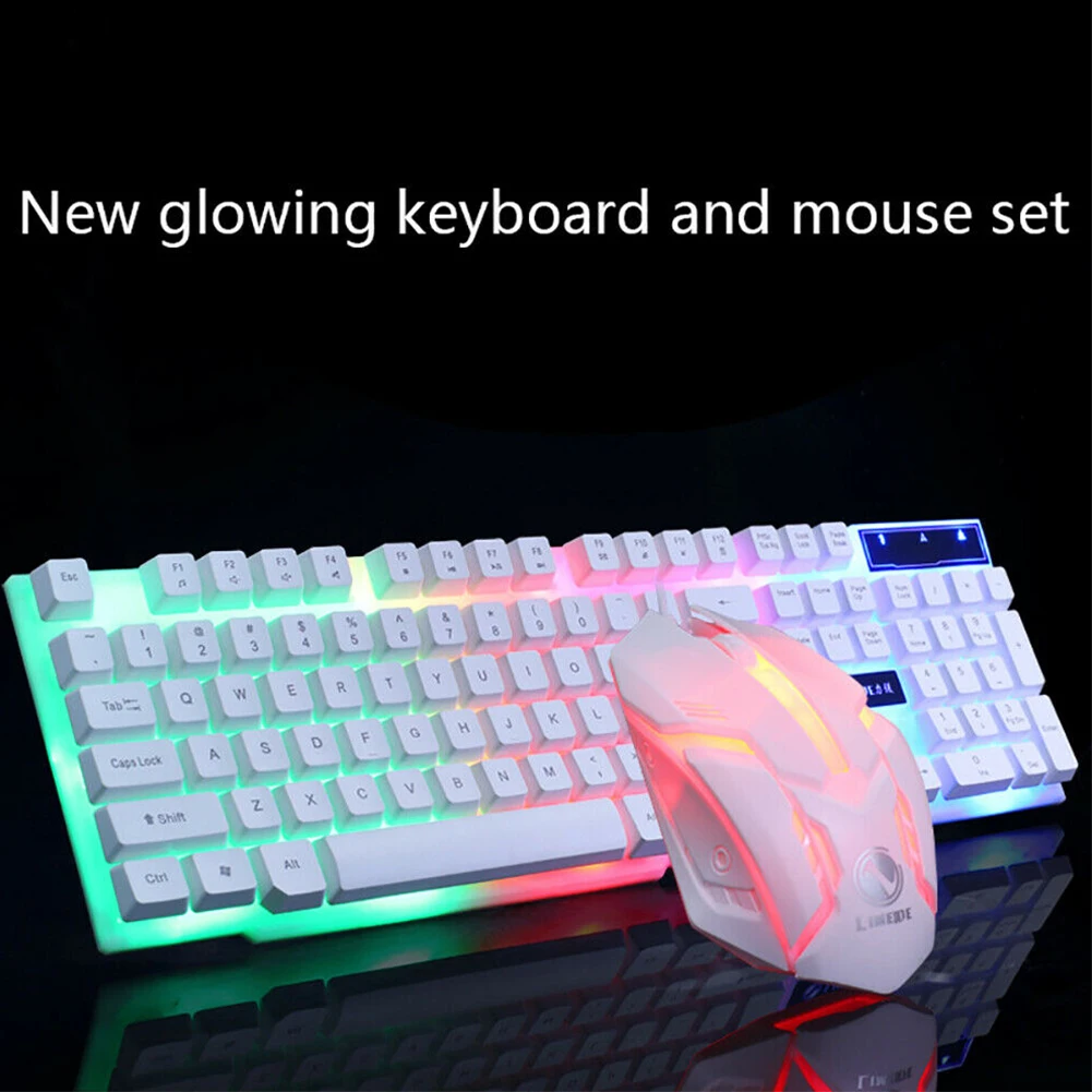 Беспроводная игровая механическая клавиатура с 104 клавишами, с подсветкой, водонепроницаемая, 2,4 ГГц, 2400 dpi, RGB Проводная клавиатура, мышь, комбо для Xinmen K620 - Цвет: wired White