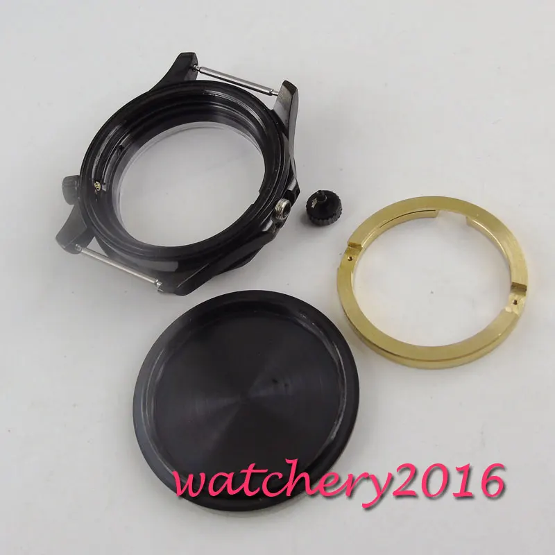 41mm Watch PVD Case black Ceremic Bezel Fit for MIYOTA 82 series Automatic Movement