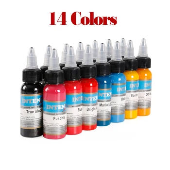 

14 pieces / set of tattoo ink black 1 ounce 30 ml / bottle eyeliner eyebrow set permanent dye lips makeup ink body painting ink