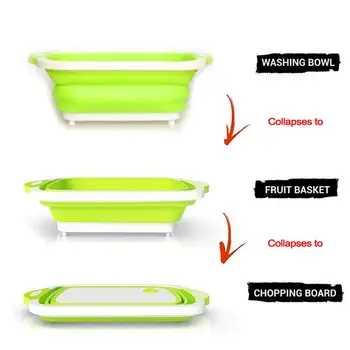 

4 In 1 Chopping Board Kitchen Foldable Cutting Board With Colanders Kitchen Washing Basket Drain Vegetable Fruit Organizer D20