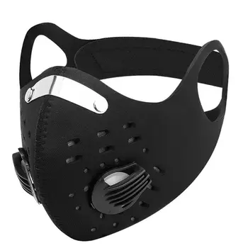 

Men/Women Activated Carbon Dust-proof Cycling Face Mask Double Valves PM2.5 Respirator Face Warmer With Magic Sticker Mouth mask