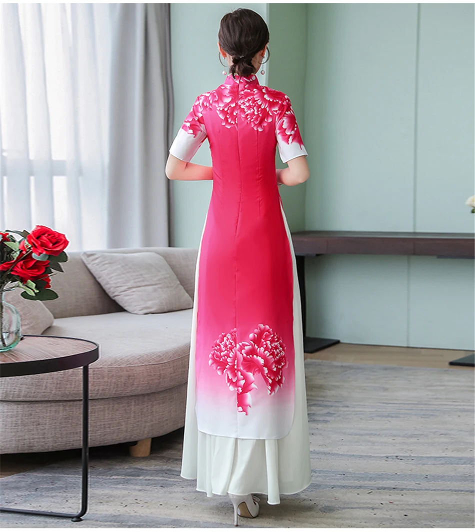 Новая традиционная вьетнамская одежда аозай Вьетнам Cheongsam китайский стиль длинный Ципао вечернее вечерние свадебные платья