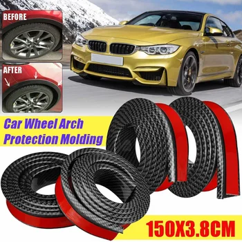 

4x/2x Carbon Black Rubber Car Wheel Arch Protection Moldings Car Mudguards Trim 1.5Mx3.8CM Wheel Tire Eyebrow Protection Strip