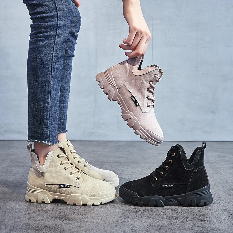 2020 ботильоны из натуральной кожи Женские модные кроссовки ботинки на плоской