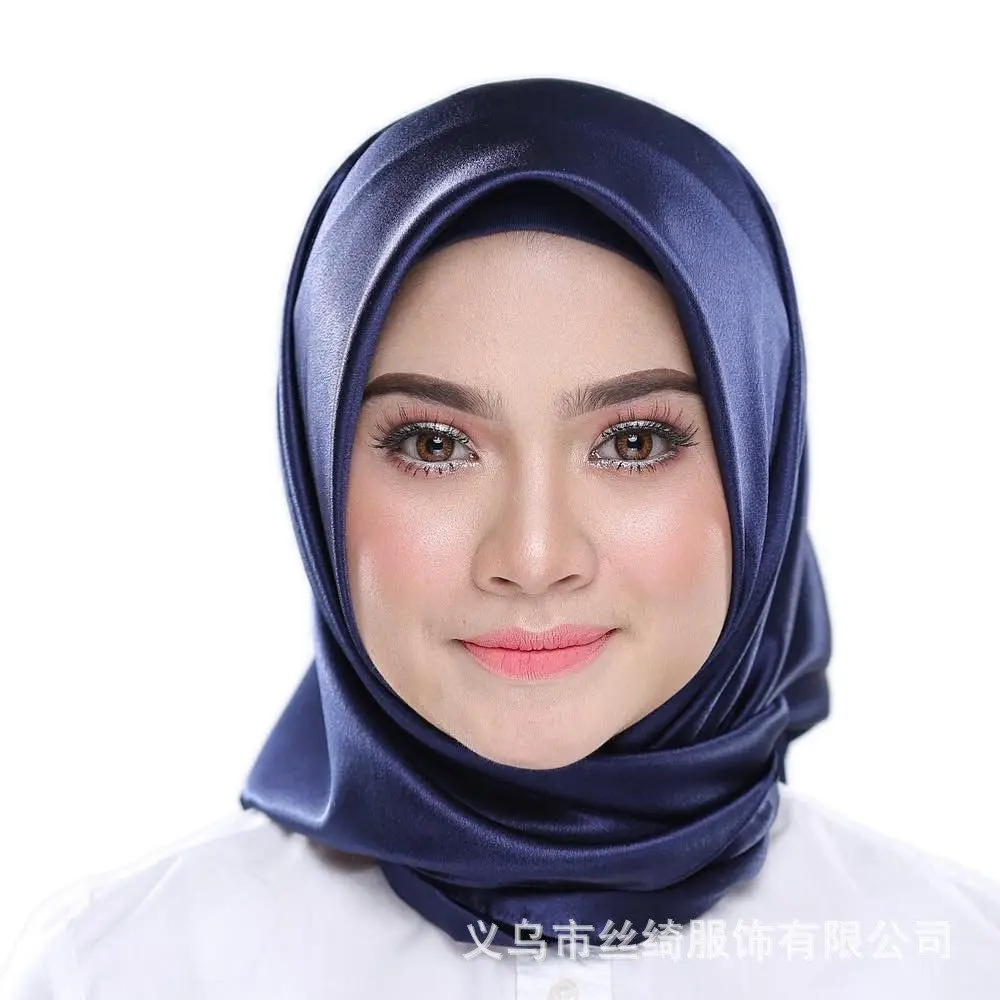 Малайзийский атласная шарф-снуд на голову, хиджаб исламский простой шаль на голову одежда арабский головной убор хиджаб femme musulman
