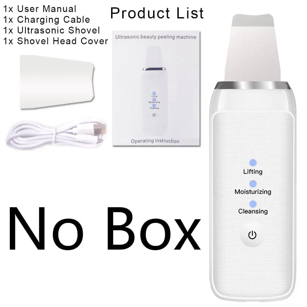 Scrubber NO BOX Ультразвуковое устройство для очистки лица скруббер для лифтинга лица нано распылитель тумана спа ингалятор уход Пароварка анализатор влажности набор - Цвет: Scrubber NO BOX