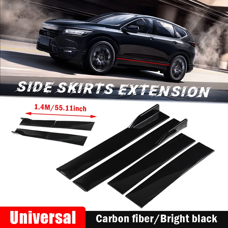 

1 Pair 1.4m Universal Car Side Skirt Rocker Splitter For Honda Car Modified Kit Carbon Fiber /Black Appearance Car Accessories