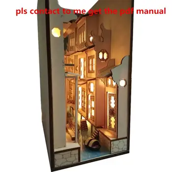 

Street Rear Lane Bookcase 3D DIY Wooden Assembled Model Bookshelf With Light for Home Office Decor - Wuzhen