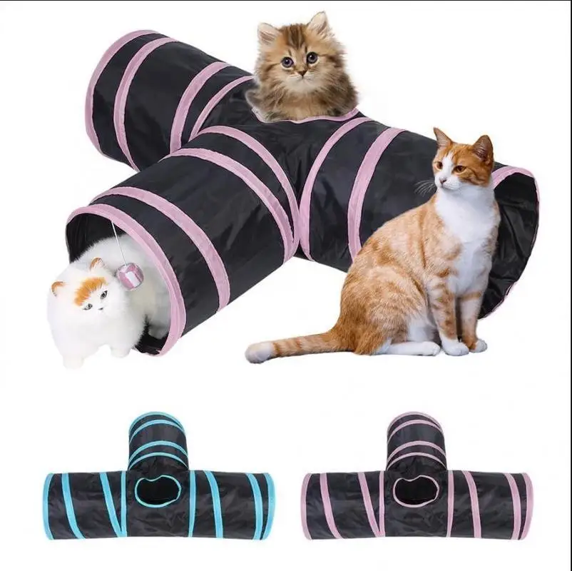 Собака Кошка Котенок Играть звуковая игрушка Упражнение туннель пещера игрушки для кошек Интерактивная Кошка Туннель 3 Пути Y Форма Складной питомец щенок животное