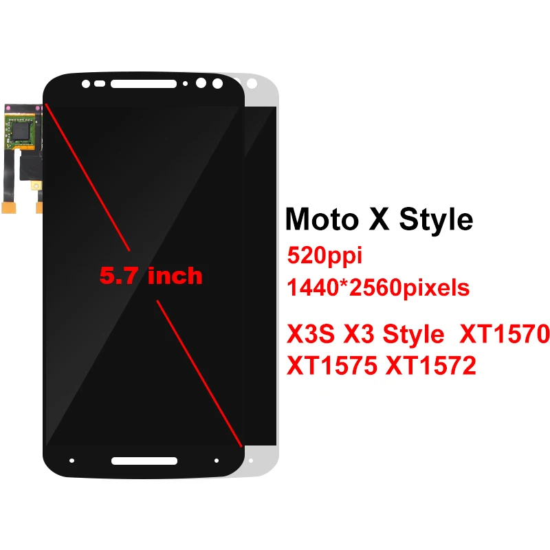 Для Motorola Moto X style XT1570 XT1575 XT1572 ЖК-дисплей и сенсорный экран дигитайзер дисплей запасные части в сборе с рамкой