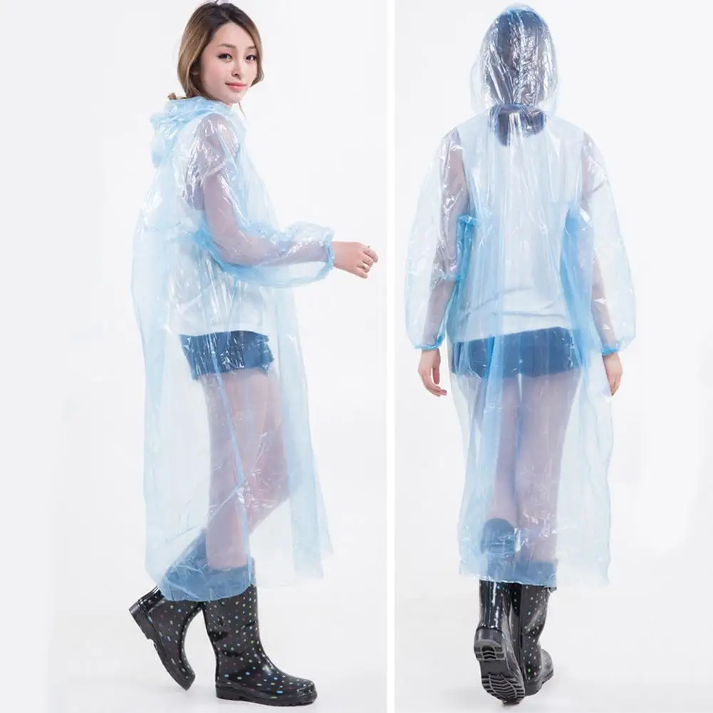 

10 dult Unisex Disposable Transparent Hood Drawstring Raincoat Protection Suit Made of premium material environmental-friendly