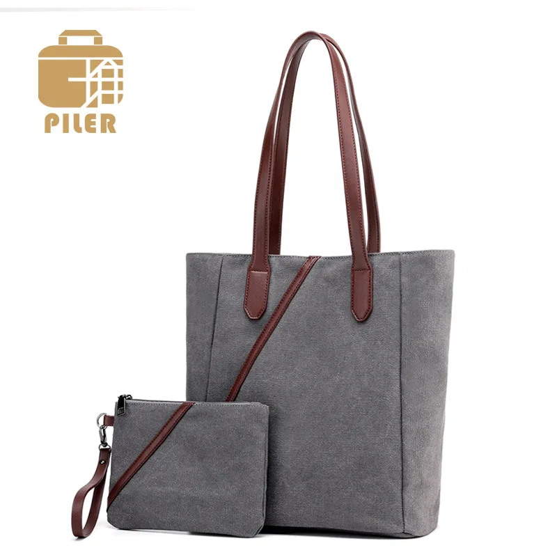 

2pcs/set Women Canvas Shoulder Bags for Women 2019 Composite Bag Handbag Designer Women Messenger Bags Ladies Casual Tote Clutch