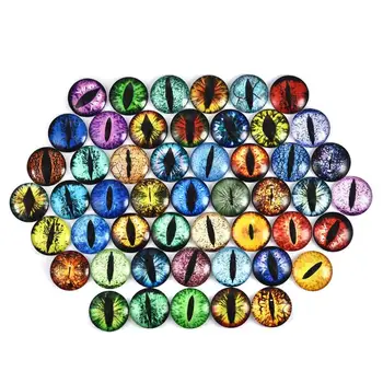 

50pcs round 12/20/25mm Glass Dragon Cat Eyes Cabochons Dome Flat back Cameo for Necklace Pendant Jewelry Making Accessory
