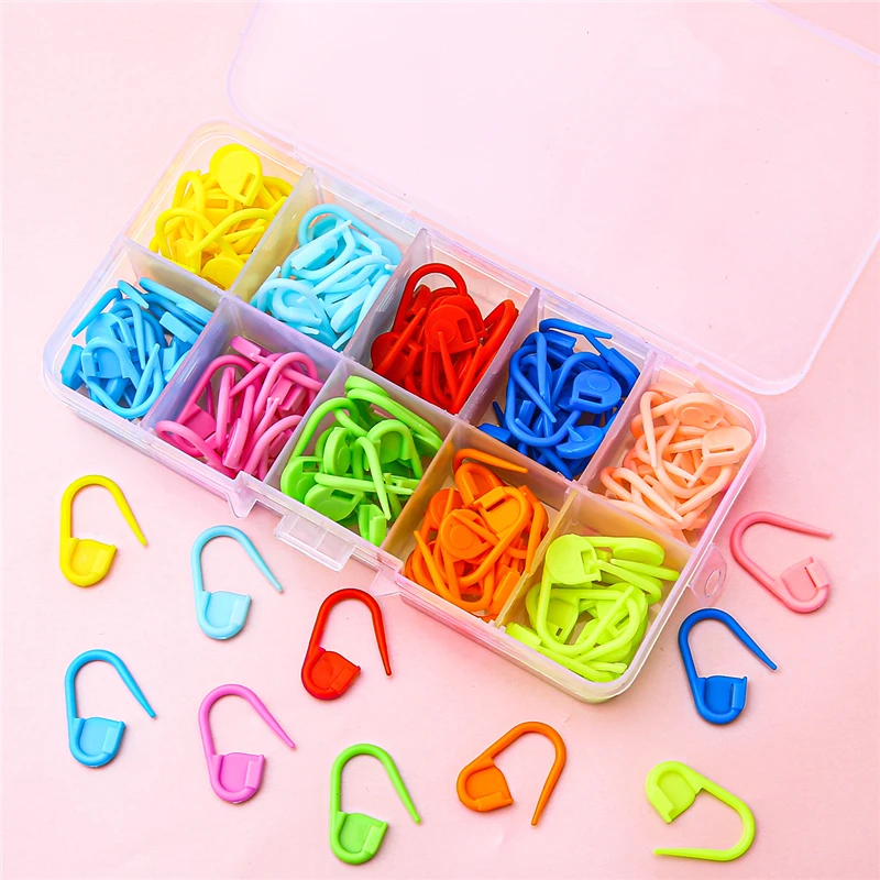 Mix Color Plastic Knitting Tools Locking Stitch Markers Ring Crochet Latch Knitting Tools Needles Clip Hook Set DIY Craft Sewing