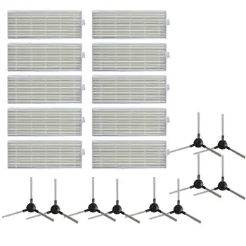 

10Pcs Filters 10Pcs Side Brushes for Proscenic 811Gb / 911Se Vacuum Cleaner