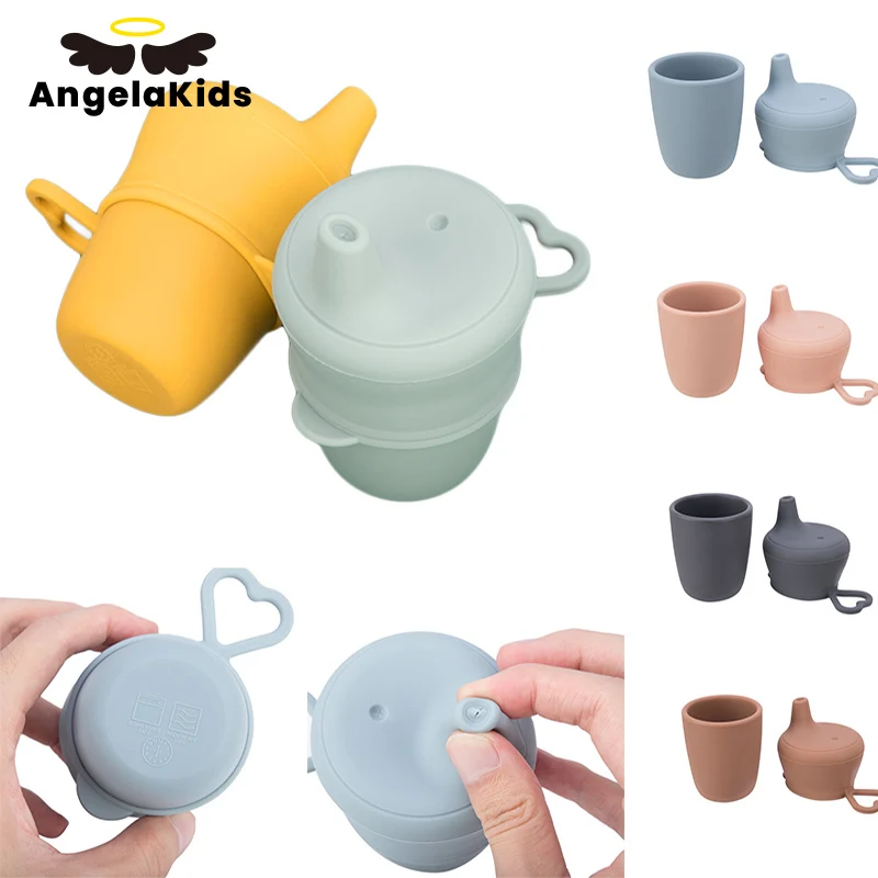Container Feeding-Cups Snack Sippy-Cup Food-Storage Angelakids Baby Silicone Portable
