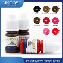 3ml X 3 bottles Aimoosi Lip&Eyebrow Pigment samples for Permanent makeup Tattoo Microblading eyebrow,lips eyelines tattoo ink