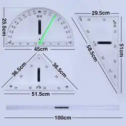 Большая Пластиковая Магнитная прозрачная Треугольная пластина комплект транспортиров двойного назначения компас обучающий чертеж