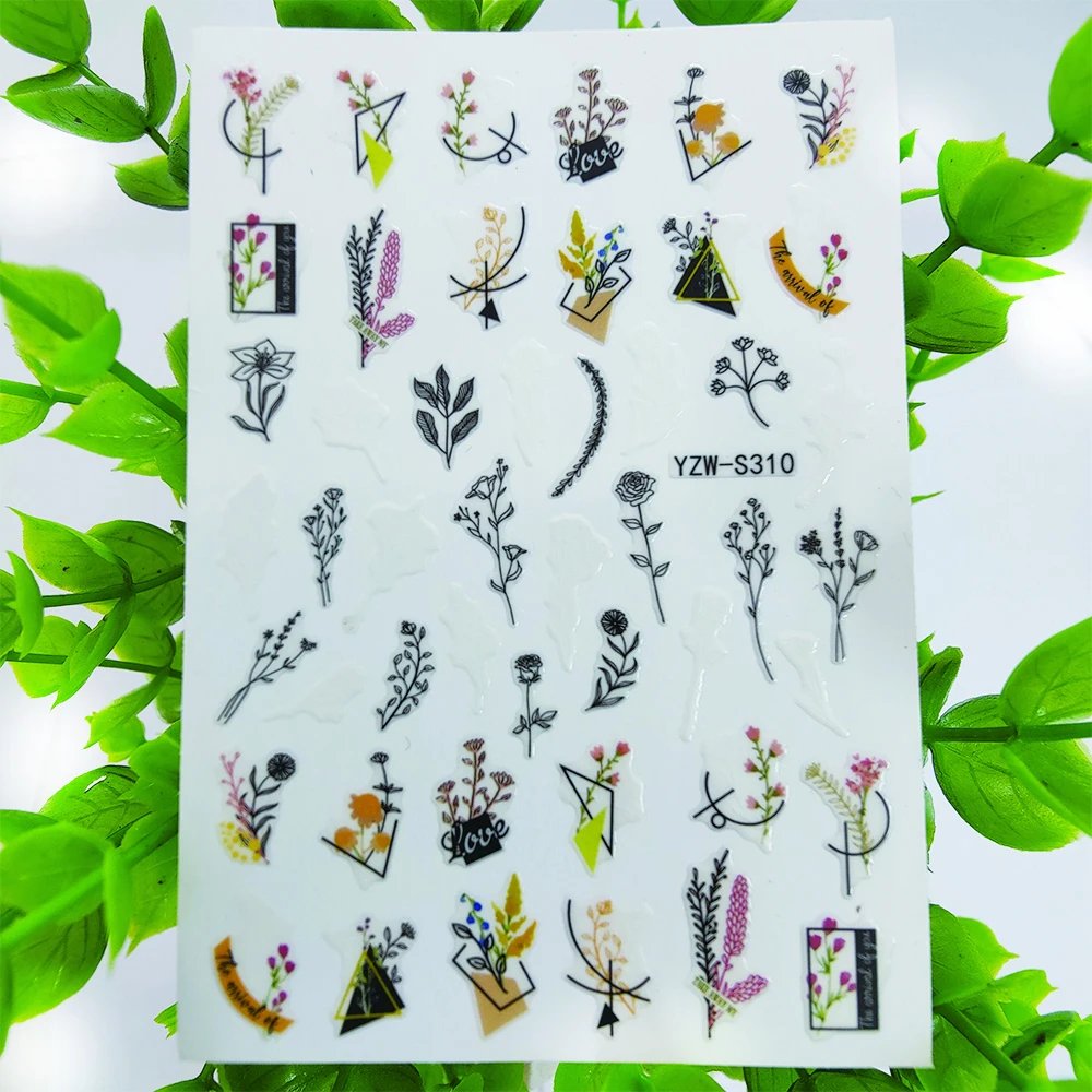 Новые самоклеящиеся наклейки для ногтей красивый флорет роза 3D художественные