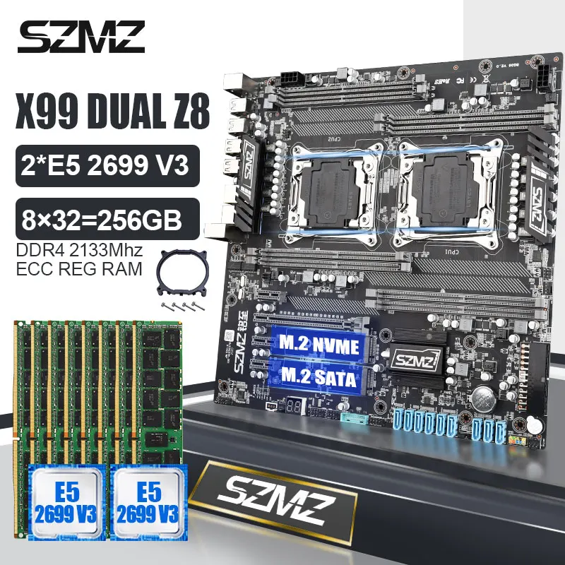 All In One X99 Motherboard Combo With Dual Xeon E5 2699 V3 Kit Pc