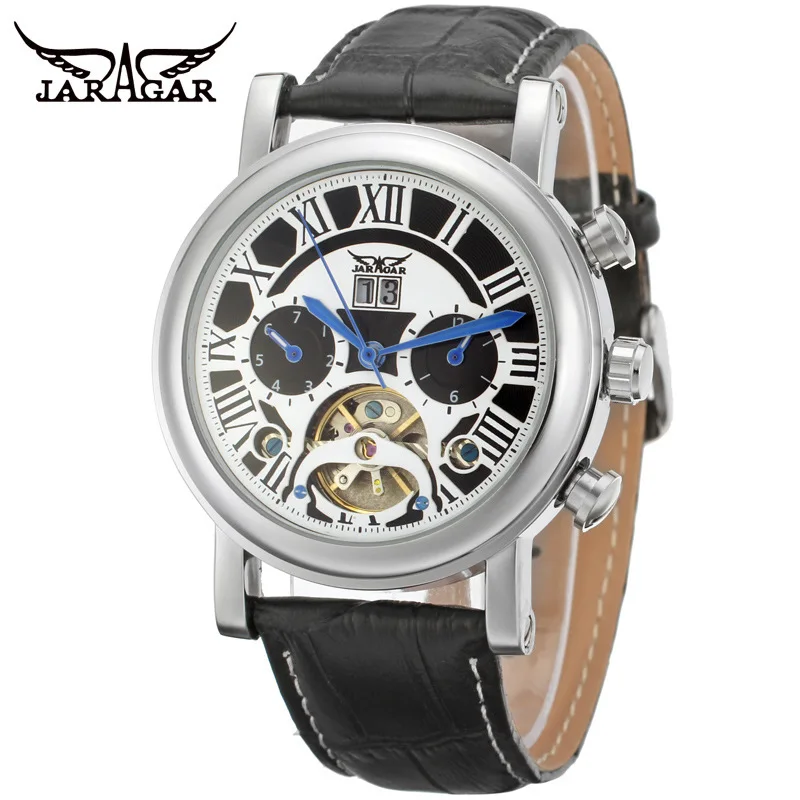 

Jaragar Fashion Casual Aliens Three-Eyed Calendar Week Tourbillon Fully Automatic Mechanical Wrist Watch