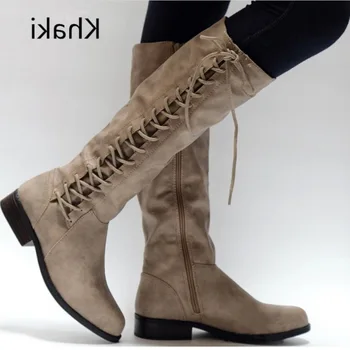 

Women's boots side cross bandage wind large size women's boots