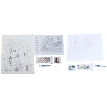 

2x DIY Oil Painting Paint By Number Kit Image Drawing On Canvas By Hand Coloring Arts Crafts & Sewing New Chinese Classical Beau