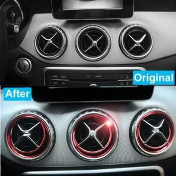 

5pc Red AC Air Vent Inner Ring Cover Central Panel Cover Air Condition Vent Trim Ring Interior Decor For Mercedes Benz CLA GLA