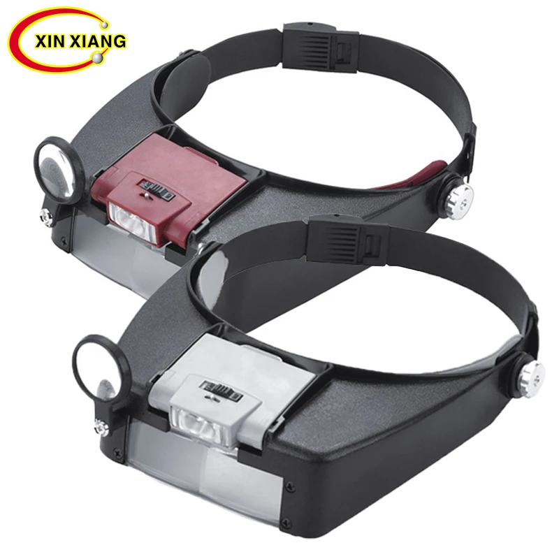 

Magnifying Glass Headband Illuminated Magnifier Lamp 1.5X 3X 6.5X 8X Reading Repair Magnifier Led Light Watchmaker Loupe Tools