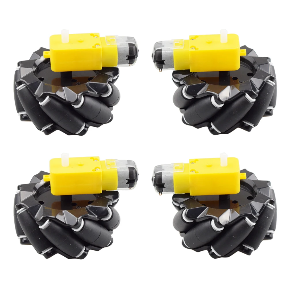 

4pcs/set 80mm Mecanum Wheel with TT Engine Motor Universal Tire Smart Car Robot Parts DIY Building Block Tire Toy
