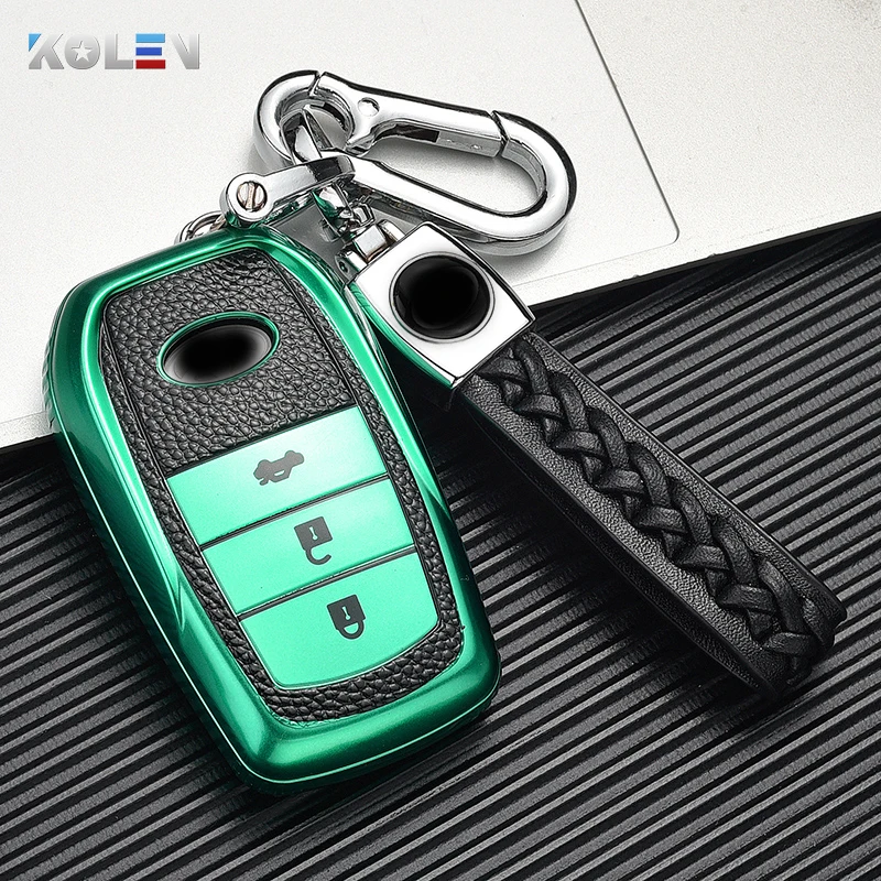 

Hot Sale TPU+PU Car Remote Key Cover Case Fob For Toyota Corolla RAV4 Auris Crown Camry Prius CHR Prado Crown Land Cruiser 200
