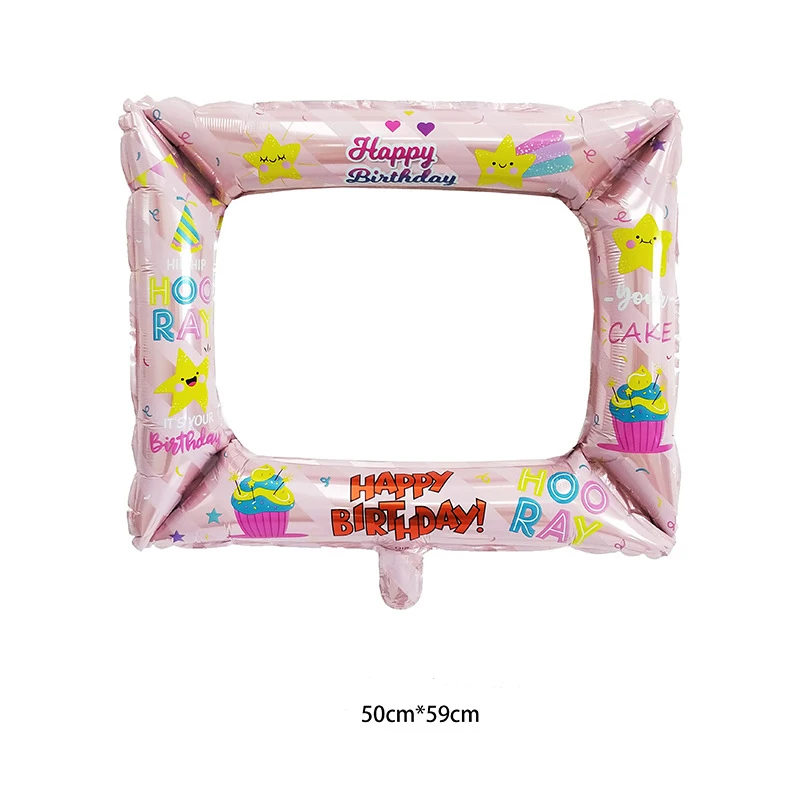 День рождения Photo Booth фольги воздушные шары с днем рождения фоторамка Globos реквизит для фотографий на день рождения вечерние украшения дети ребенок душ мальчик - Цвет: style 3