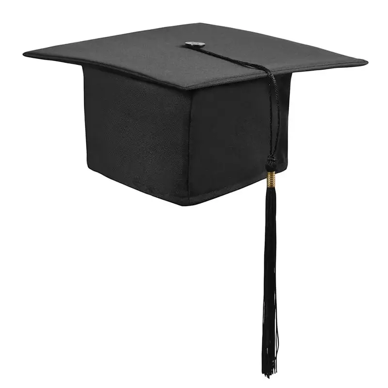 As Shown Adjustable Adults Student Mortar Board Graduation Hat Cap Fancy Dress Accessory(Black - Цвет: As Shown