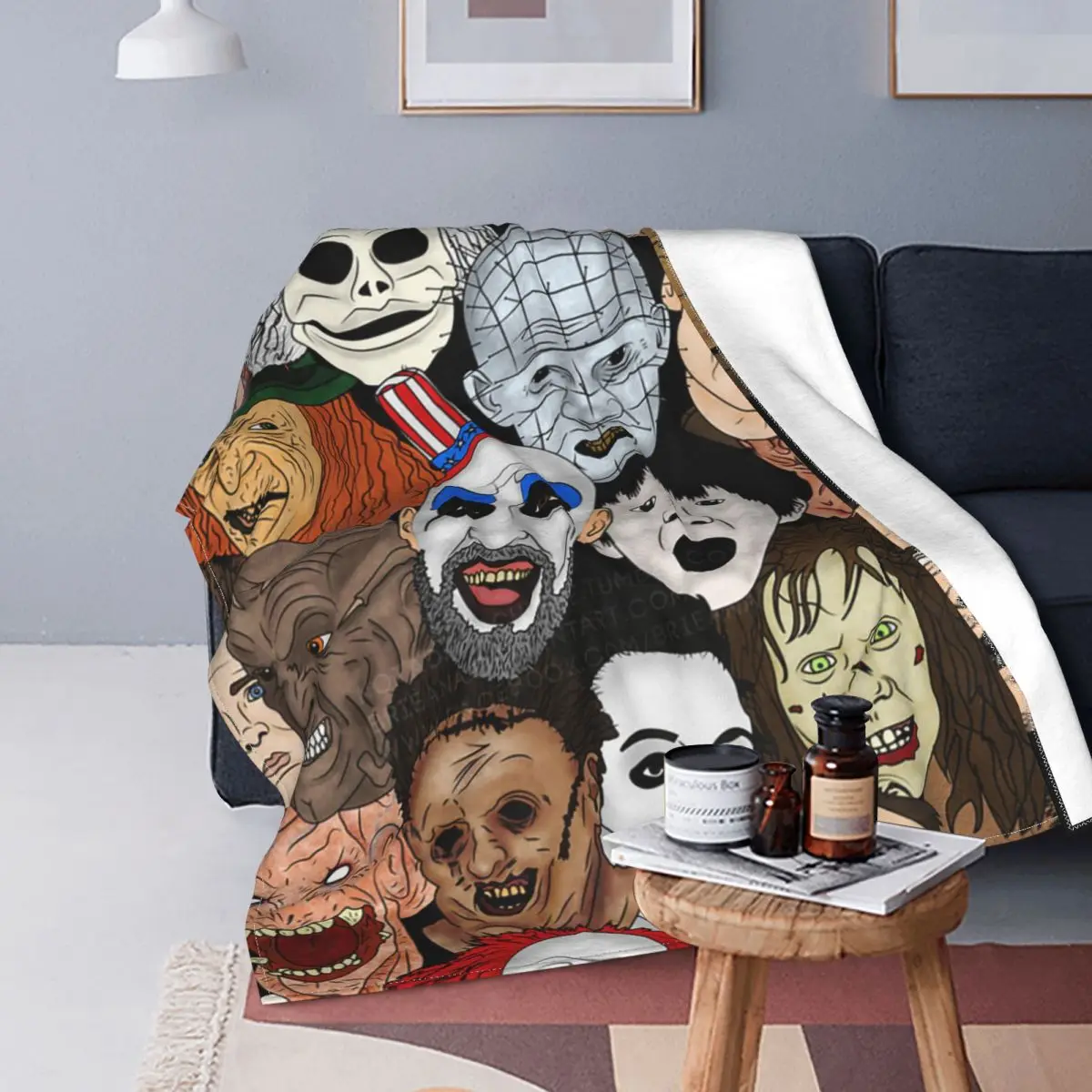 

Halloween Schrei Team Zombie Brid Chucky Decken Fleece Horror Movie Tragbare Weiche Werfen Decken für Bettwäsche Schlafzimmer Be